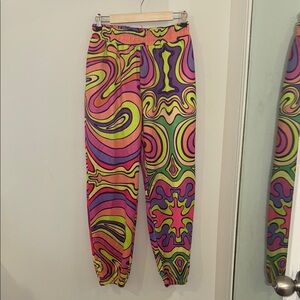 Psychedelic Pink and Purple Joggers with Elastic Ankle